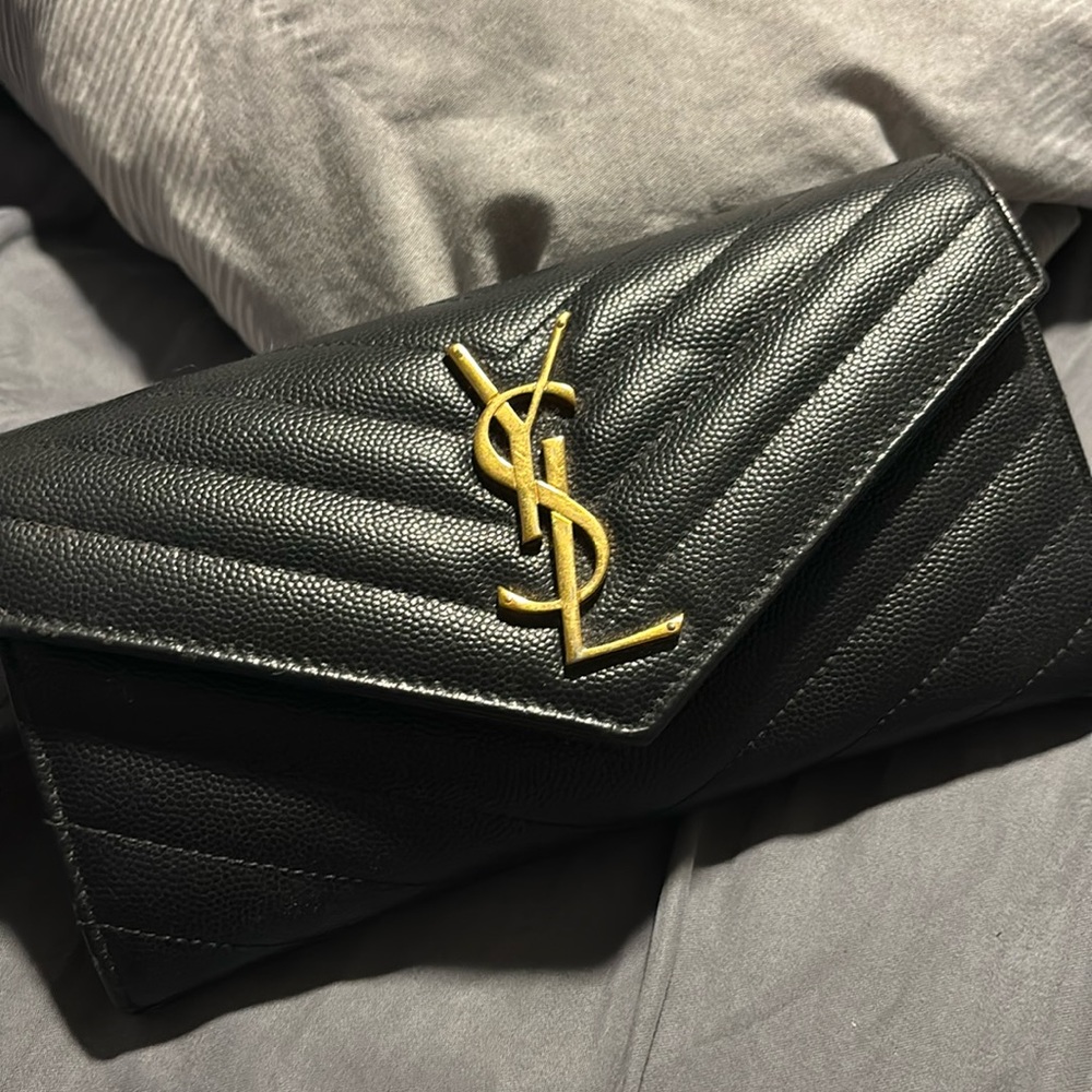 authentic YSL cassandre matelasse large flap wallet